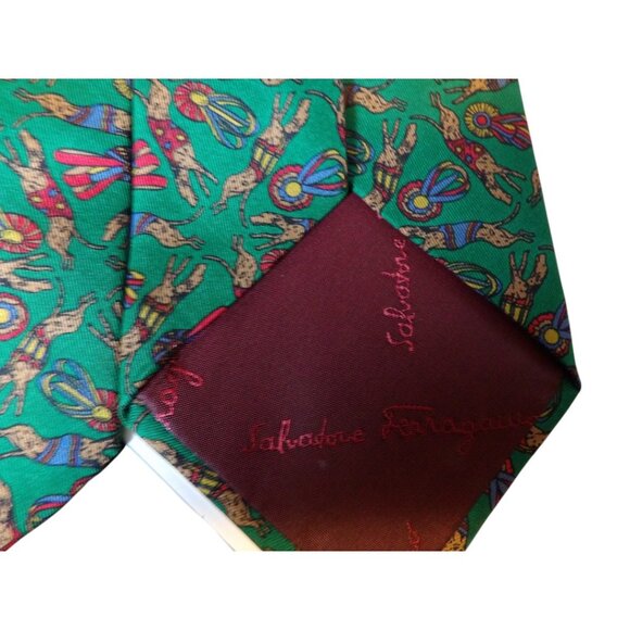 Men's Salvatore Ferragamo Greyhound Racing Gambling Dog Tie 100% SILK Designer - Picture 4 of 4